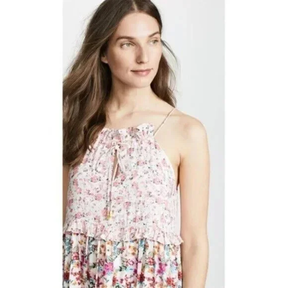 $177 Kos Resort Multi Floral Tiered Halter dress Size Small - Picture 12 of 12